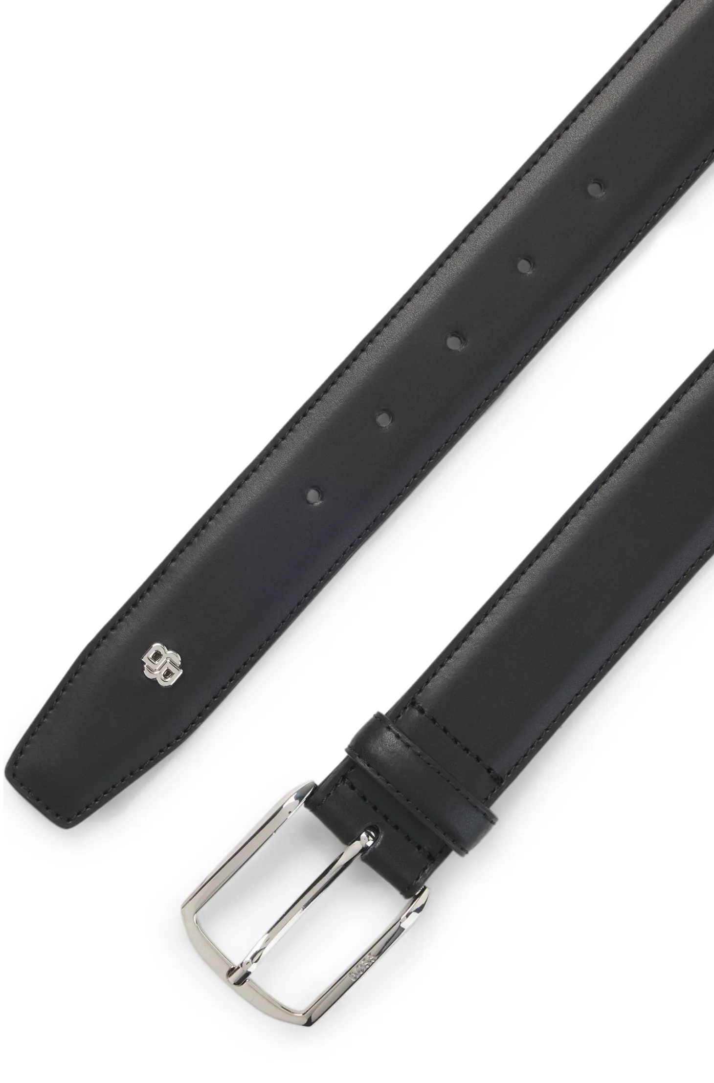 Leather belt with silver-tone hardware and Double B