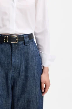 Leather belt with twin metal keeper