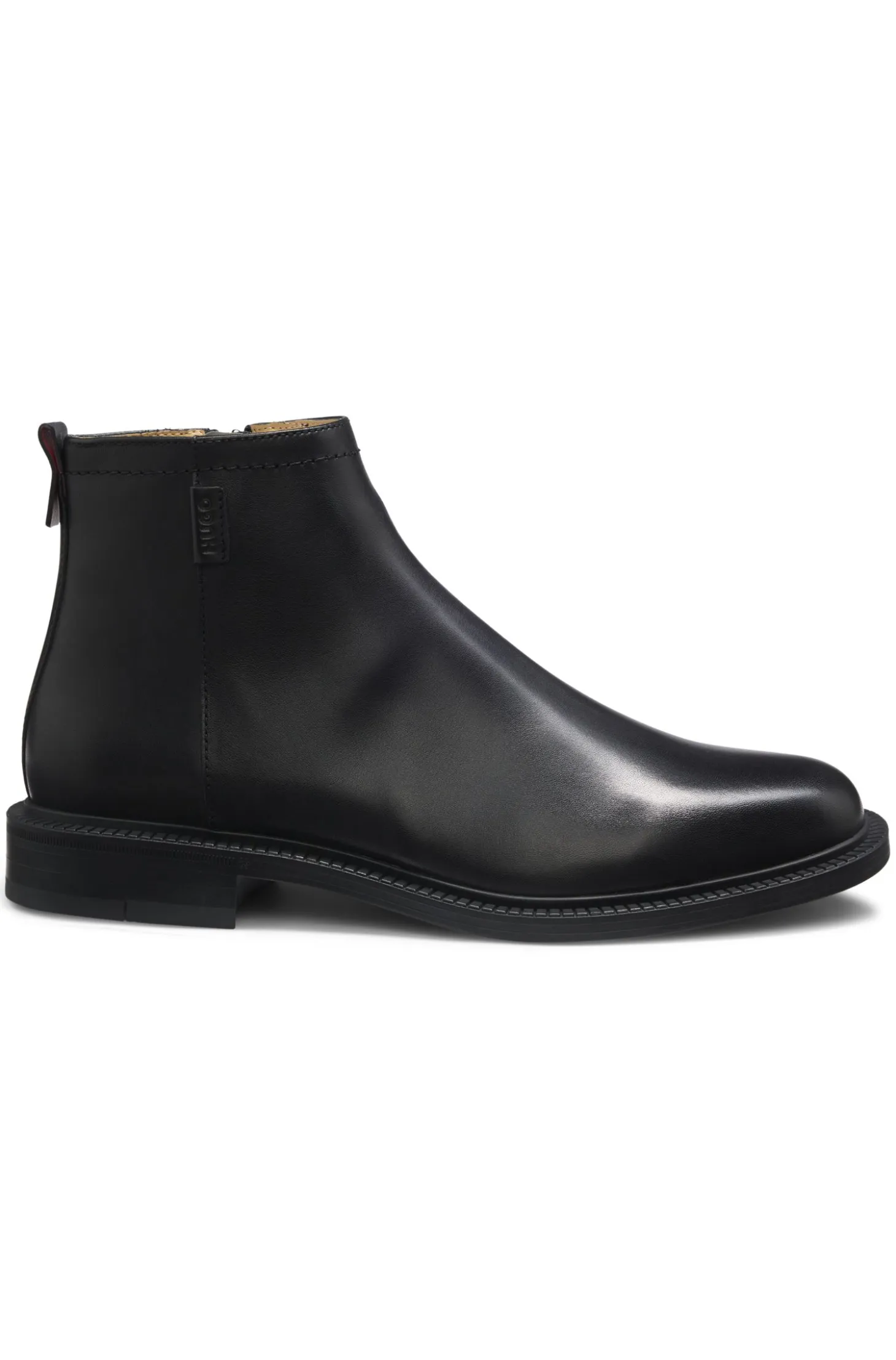 Leather boots with logo trim