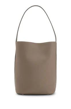 Leather bucket bag with gold-tone hardware