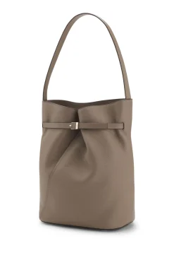 Leather bucket bag with gold-tone hardware