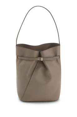 Leather bucket bag with gold-tone hardware