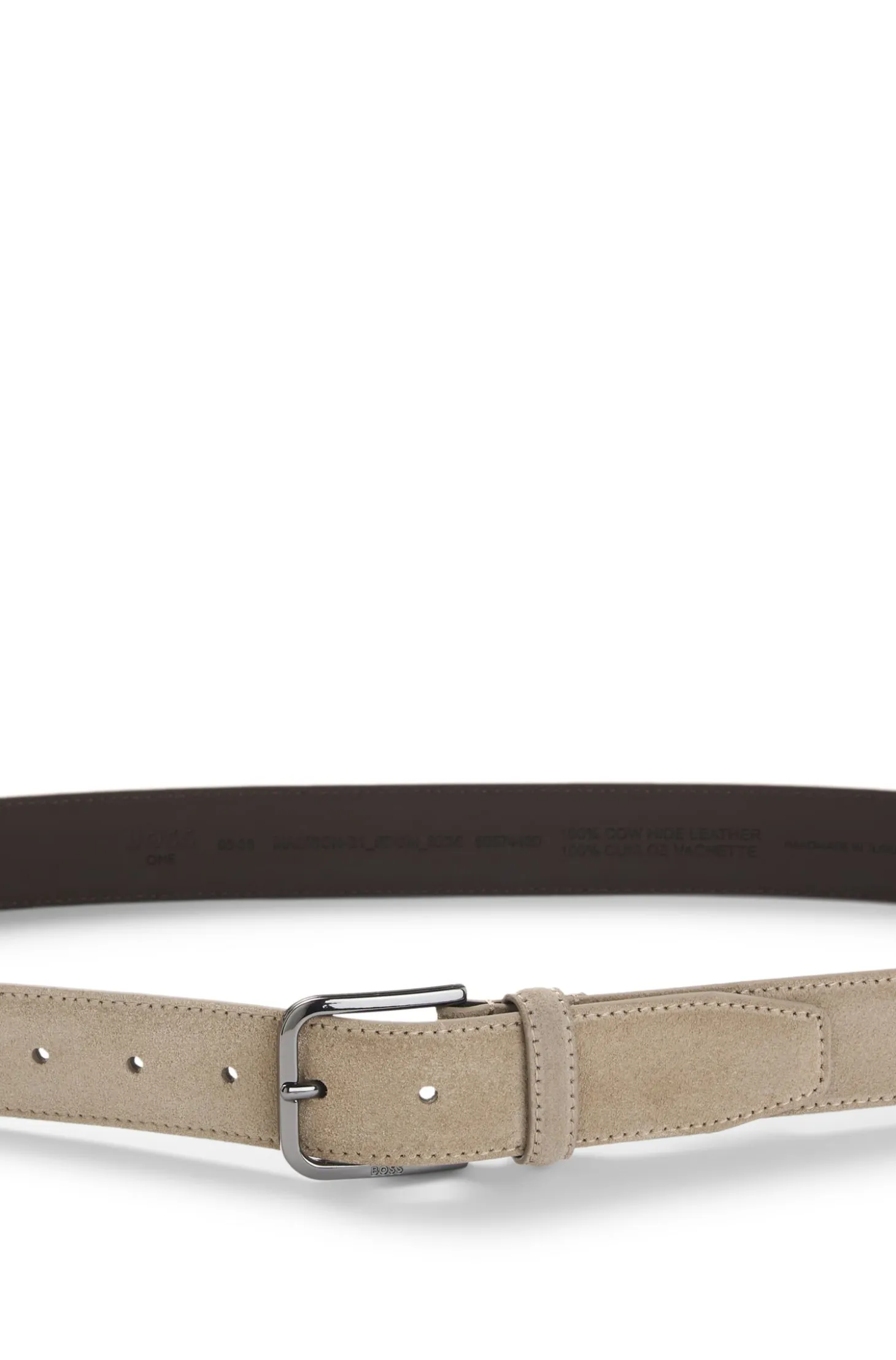 Leather business belt with polished gunmetal buckle