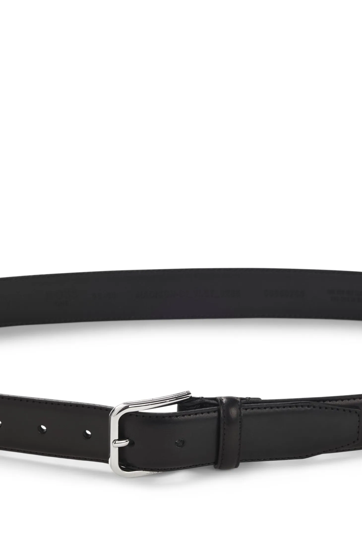Leather business belt with polished silver buckle
