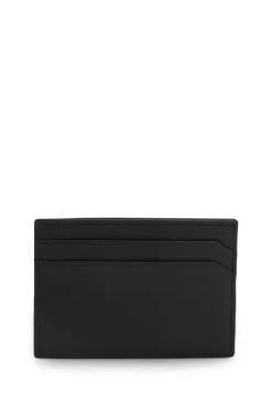 Leather card holder with red-foil stacked logo