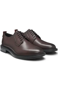 Leather Derby shoes with embossed logo