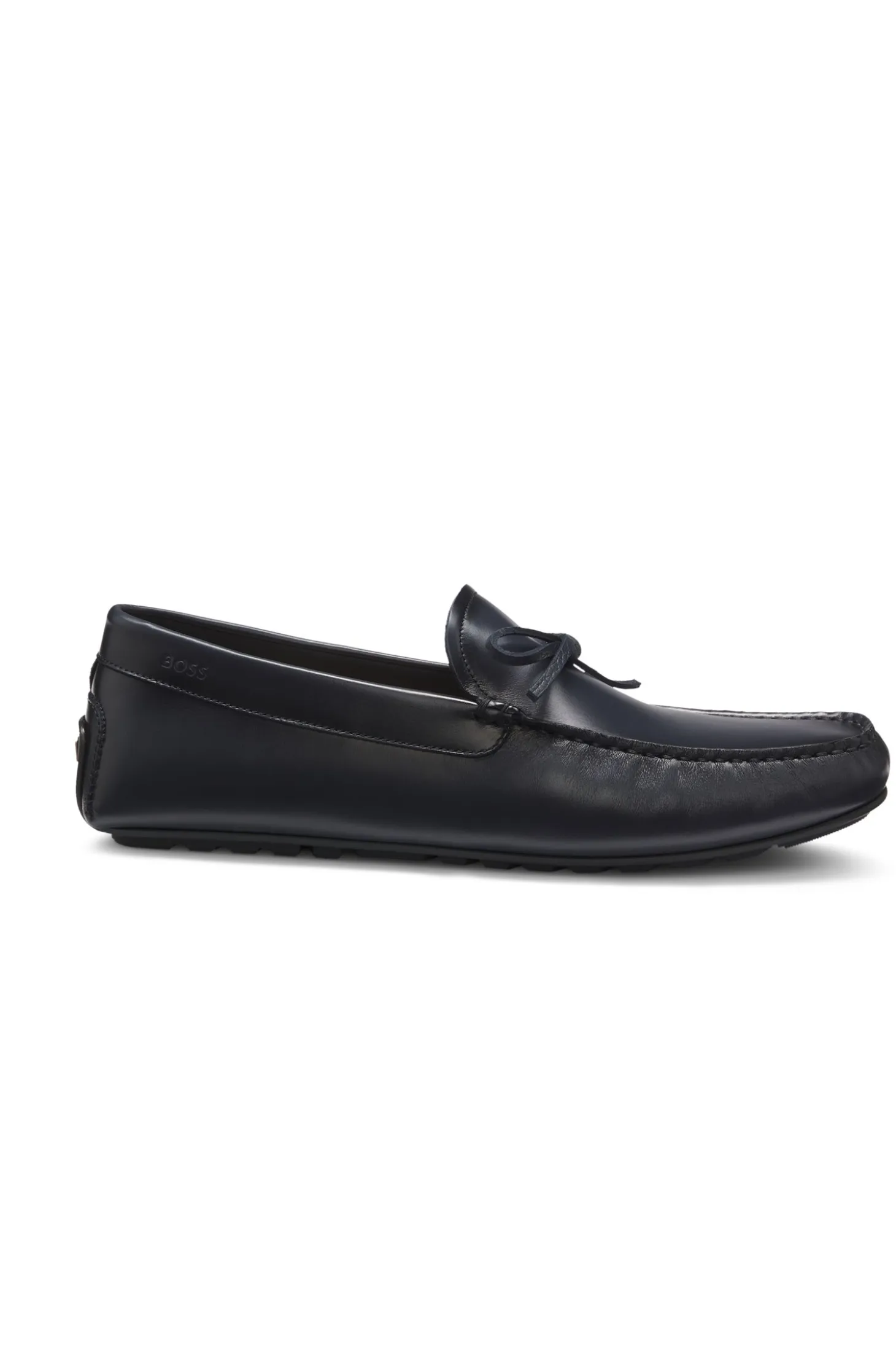 Leather driver moccasins with bow trim