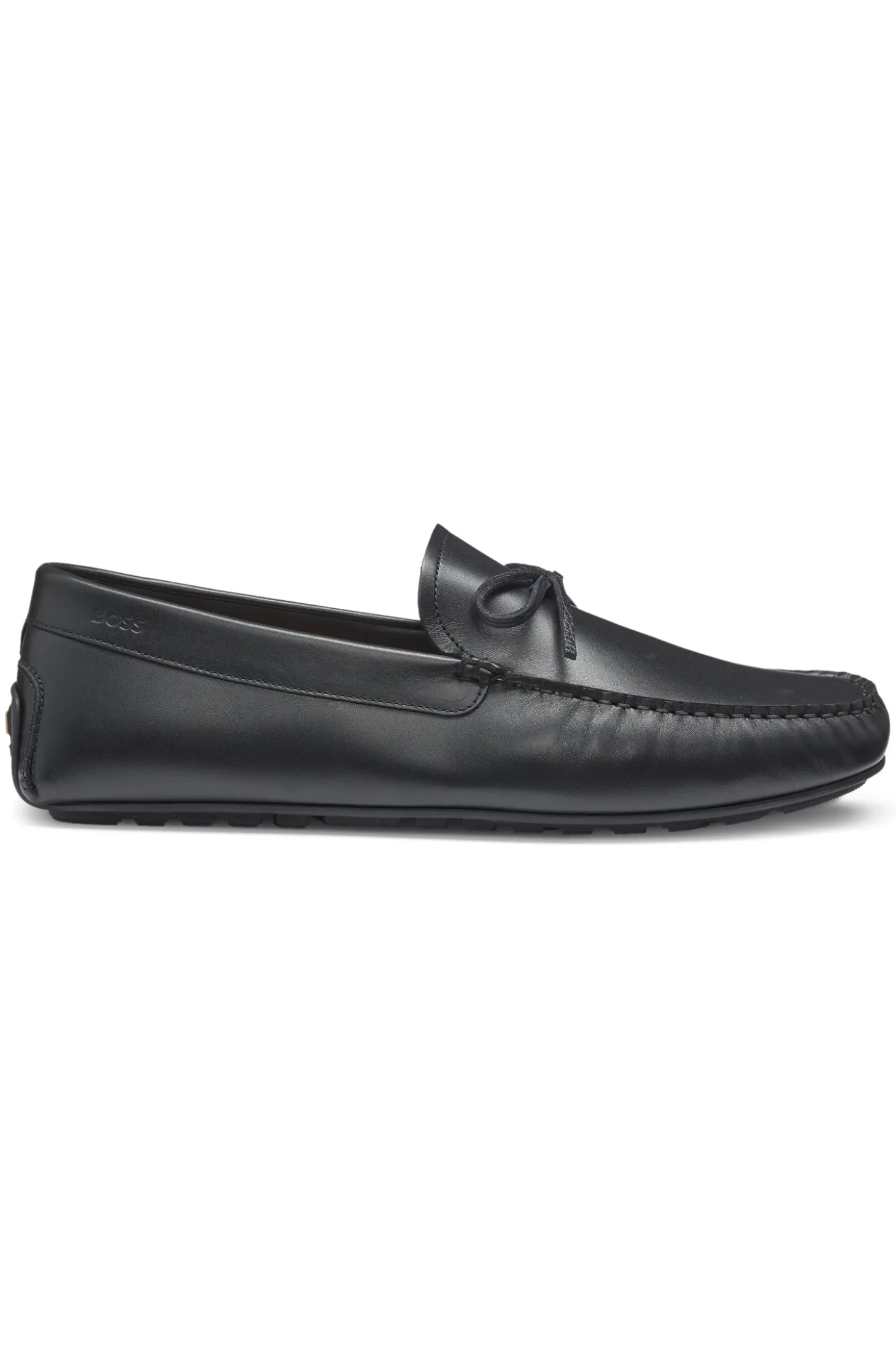 Leather driver moccasins with bow trim