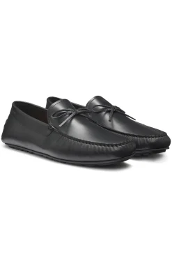 Leather driver moccasins with bow trim