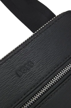 Leather envelope bag with embossed logo