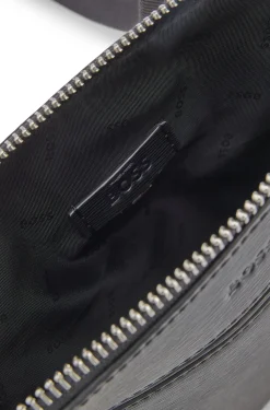 Leather envelope bag with embossed logo