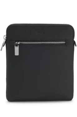 Leather envelope bag with embossed logo