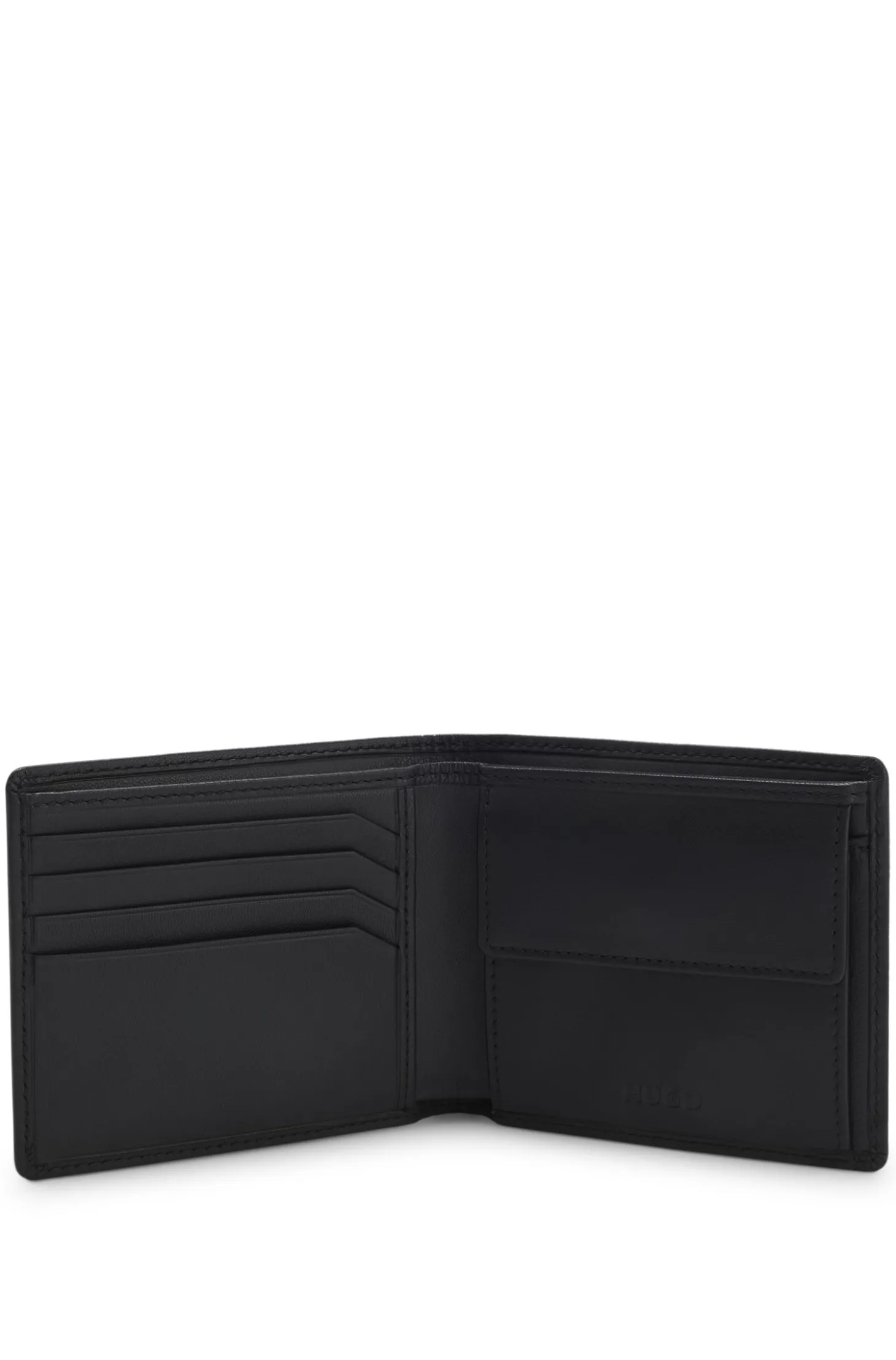 Leather folding wallet with contrast logo