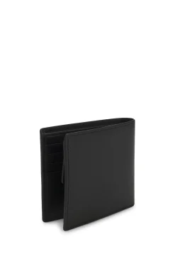 Leather folding wallet with red logo