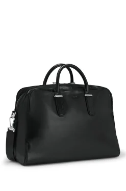 Leather holdall with embossed logo