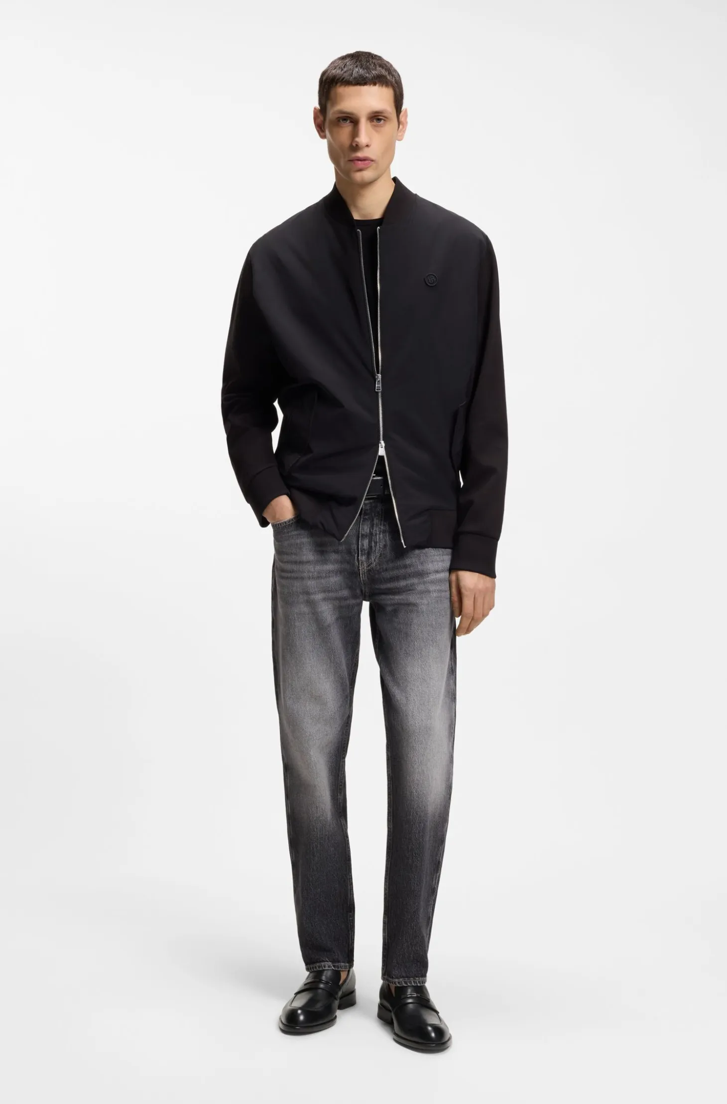 Leather loafers with branded metal trim