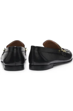 Leather loafers with chain trim and logo detail