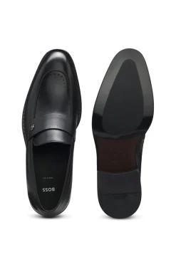 Leather loafers with Double B monogram trim