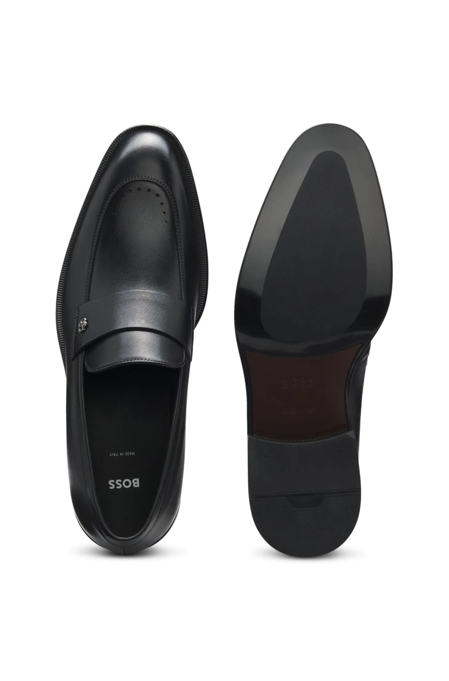 Leather loafers with Double B monogram trim