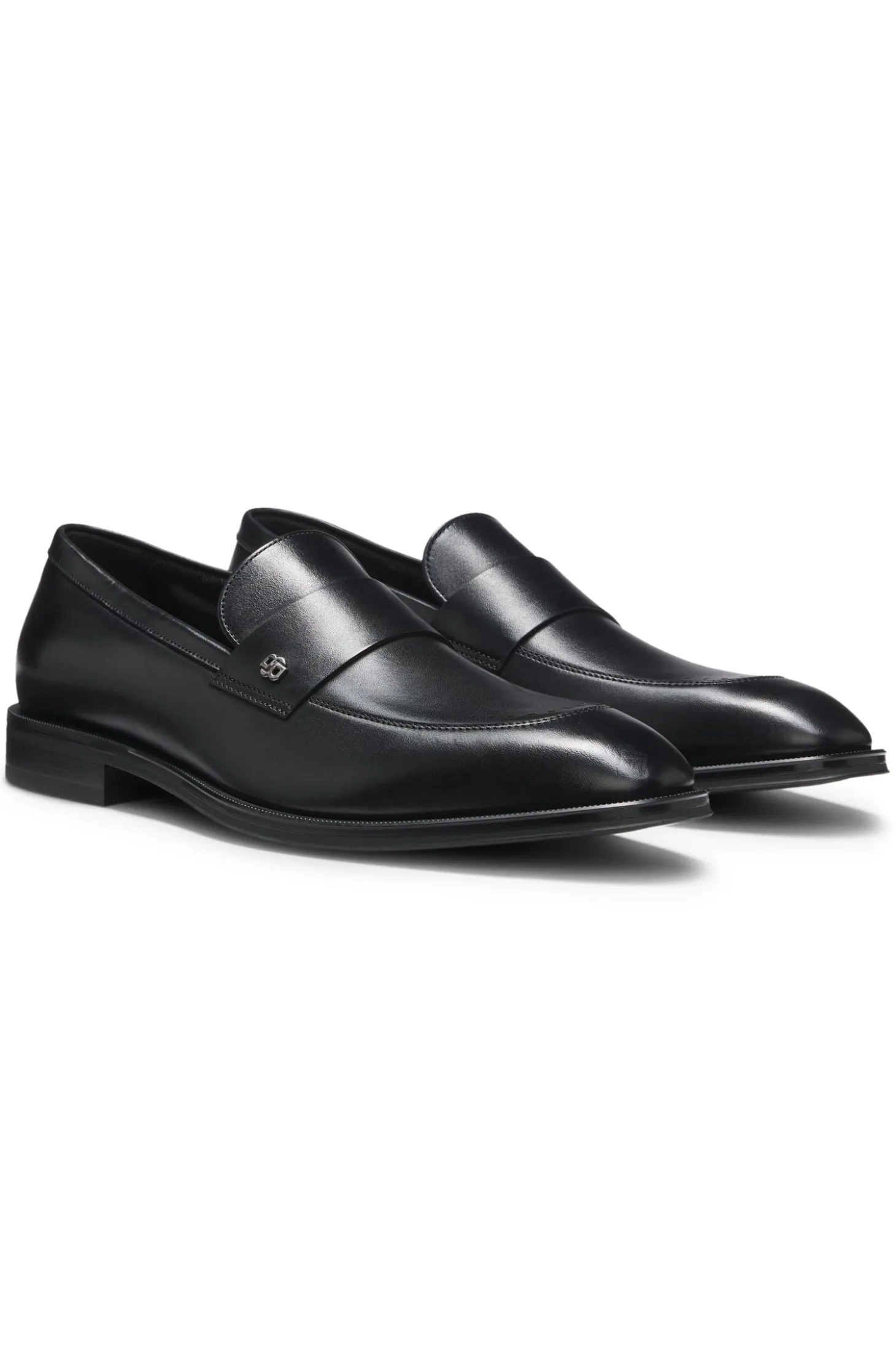 Leather loafers with Double B monogram trim