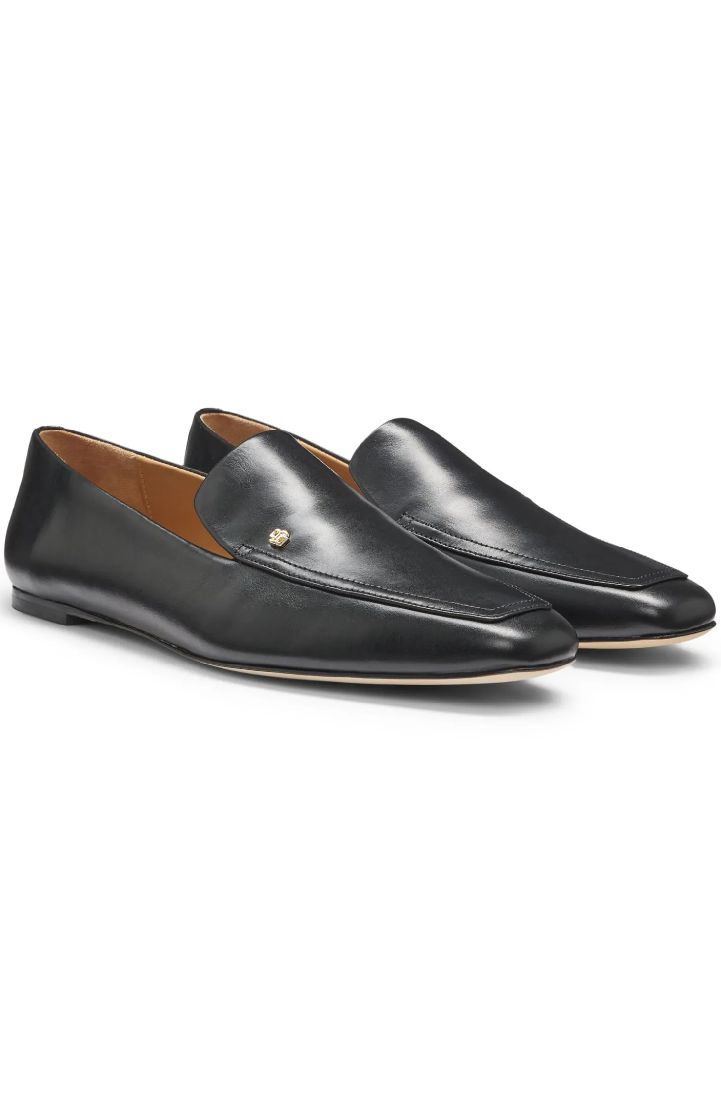 Leather loafers with Double B monogram trim