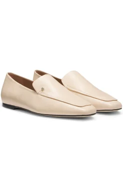 Leather loafers with Double B monogram trim