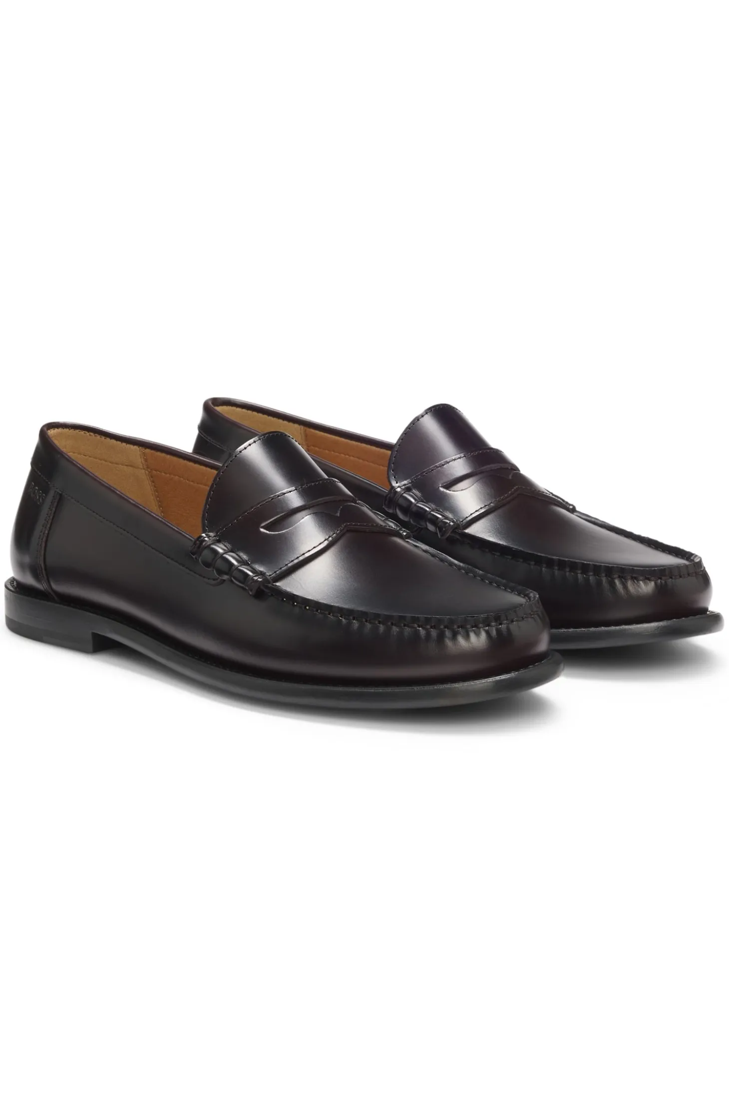 Leather loafers with penny trim