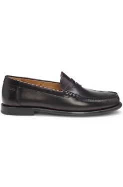 Leather loafers with penny trim