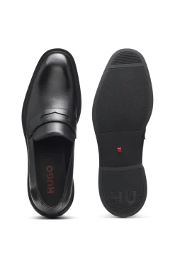 Leather loafers with penny trim