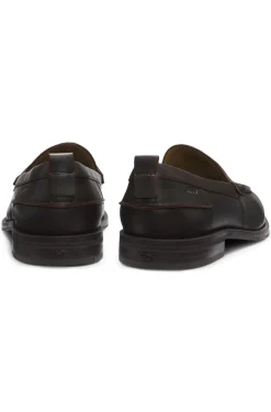 Leather loafers with penny trim