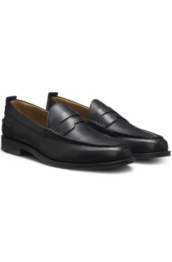 Leather loafers with penny trim