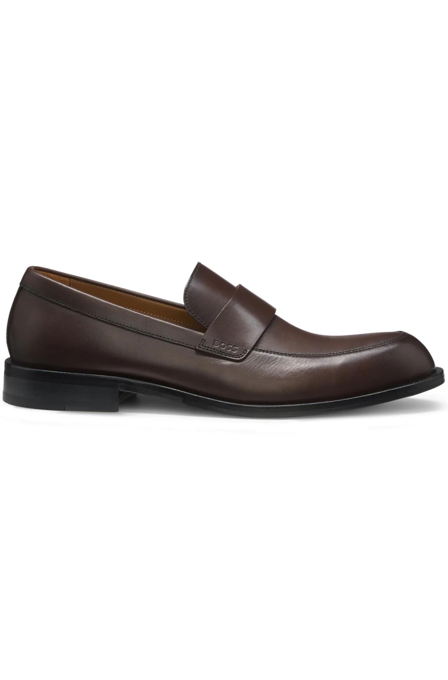 Leather loafers with penny trim