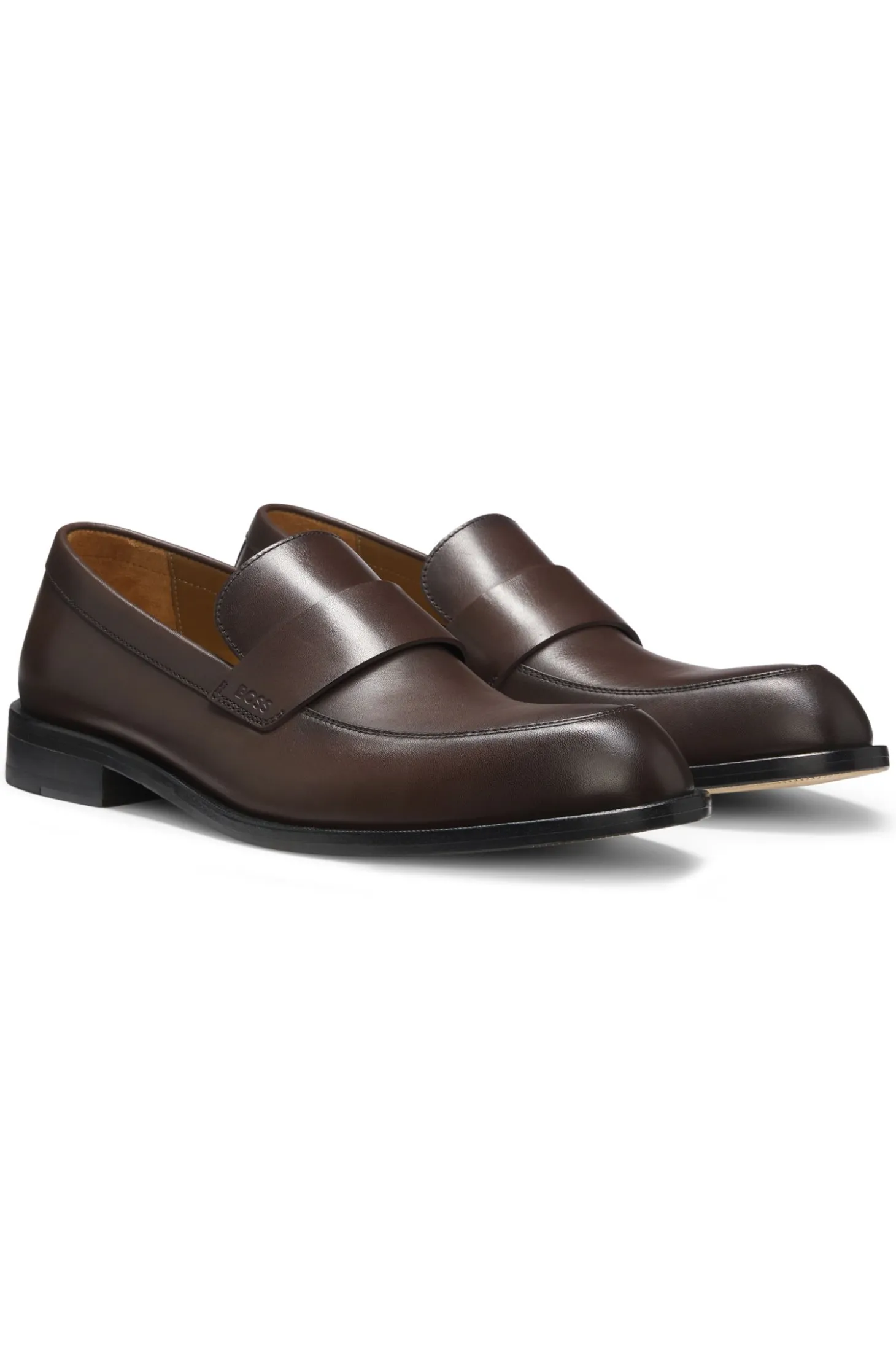 Leather loafers with penny trim