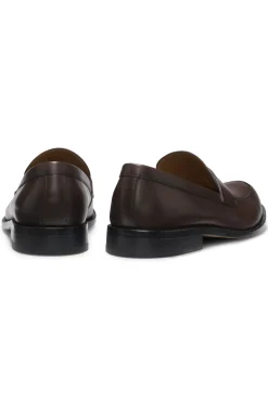Leather loafers with penny trim