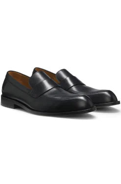 Leather loafers with penny trim