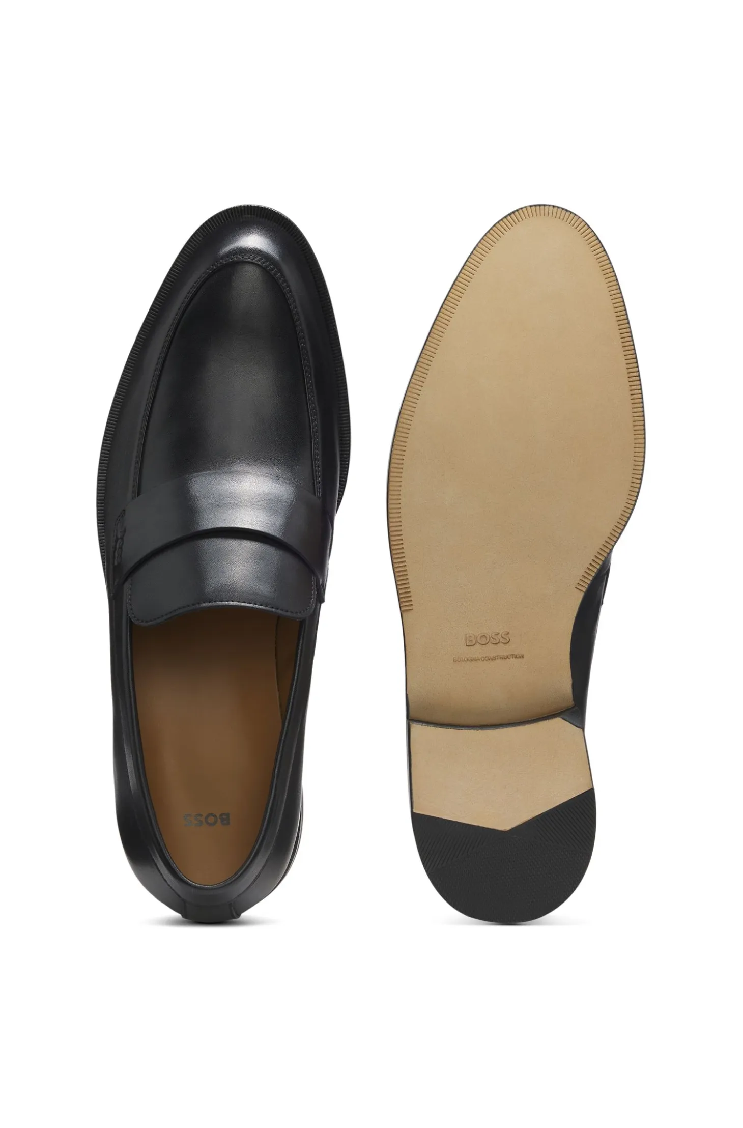 Leather loafers with penny trim