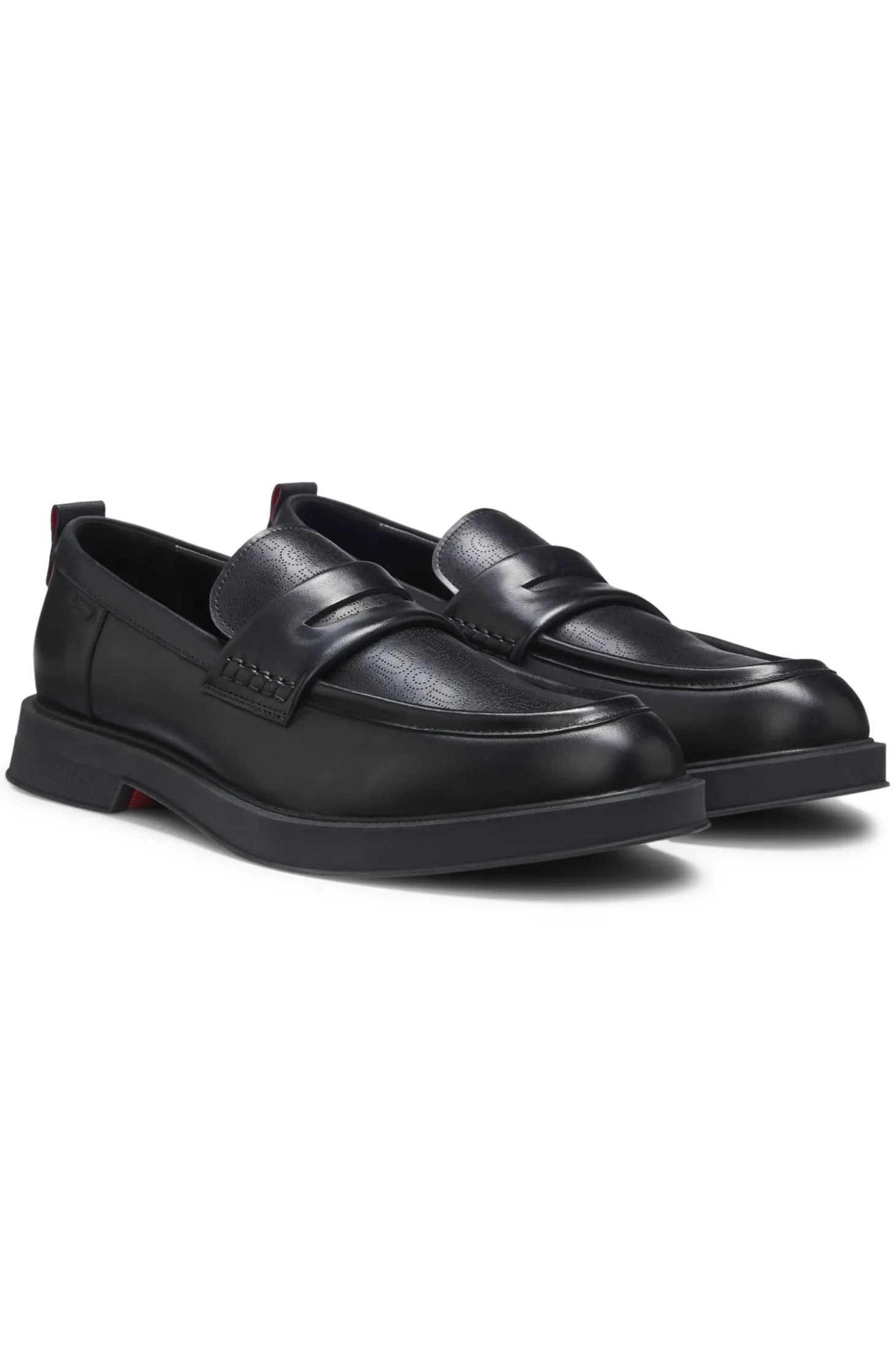 Leather loafers with perforated logos