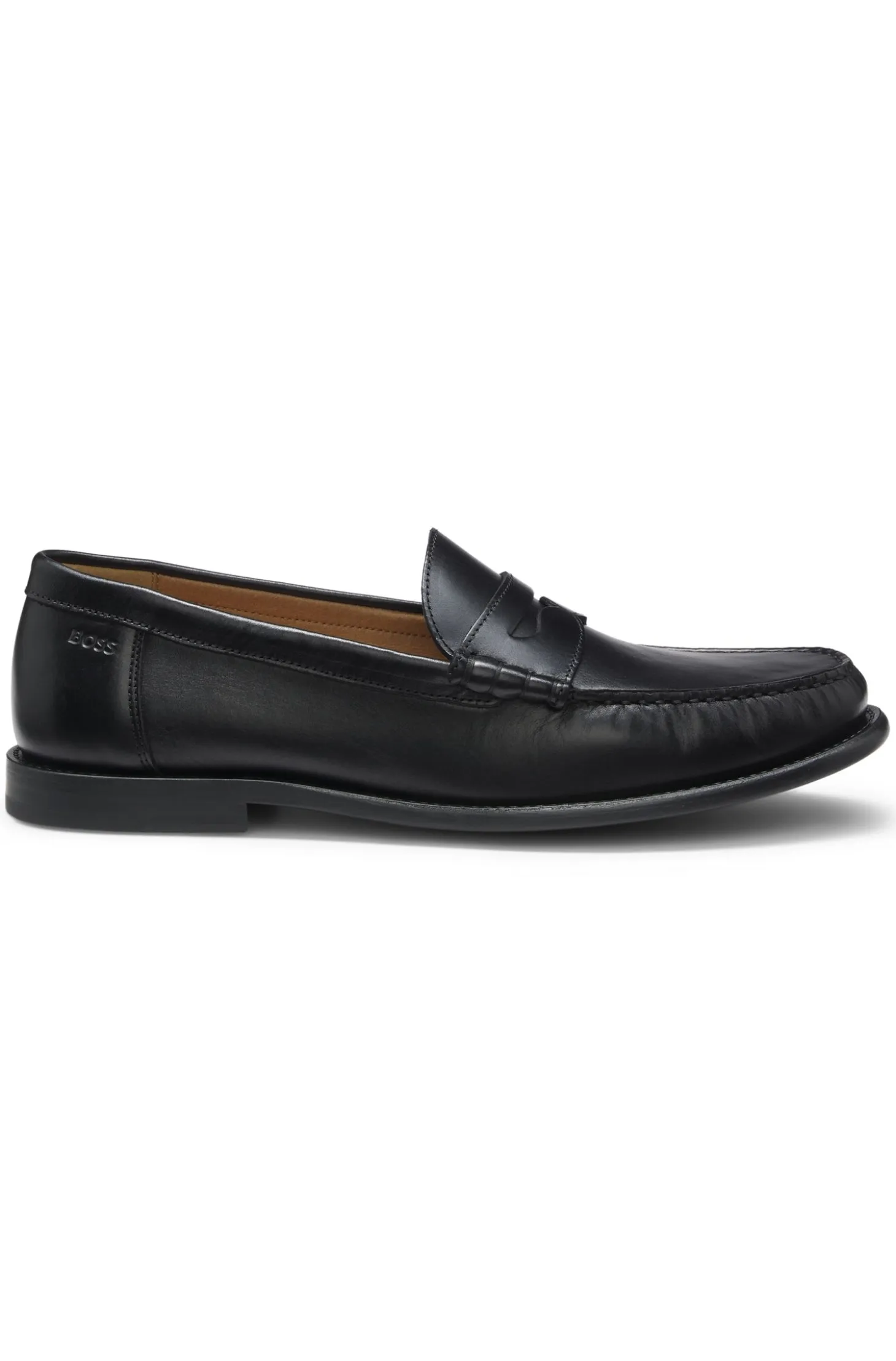 Leather moccasins with penny trim