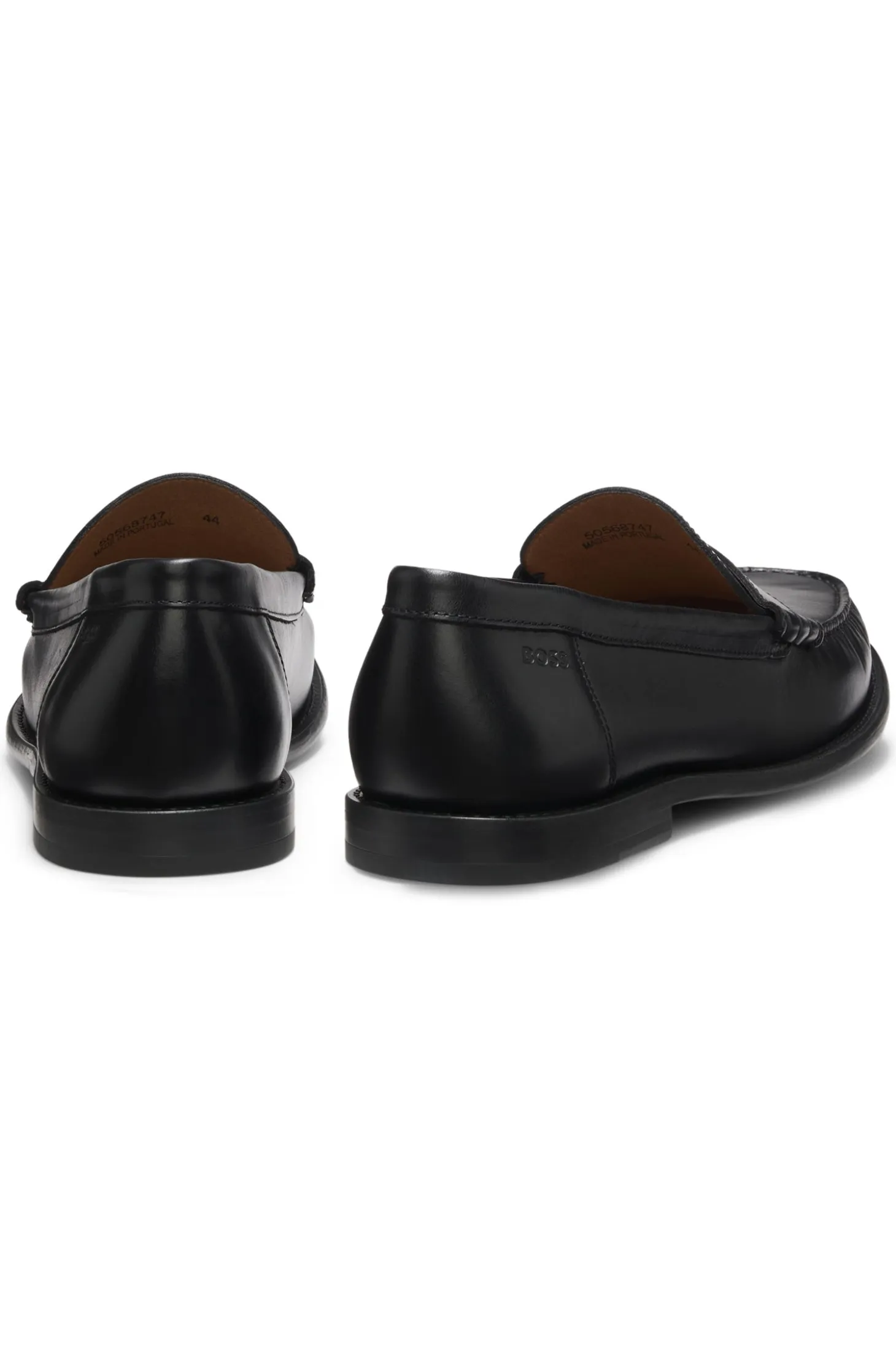 Leather moccasins with penny trim