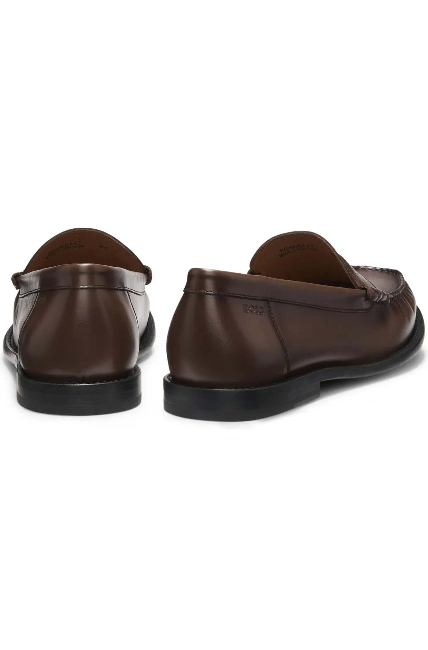 Leather moccasins with penny trim