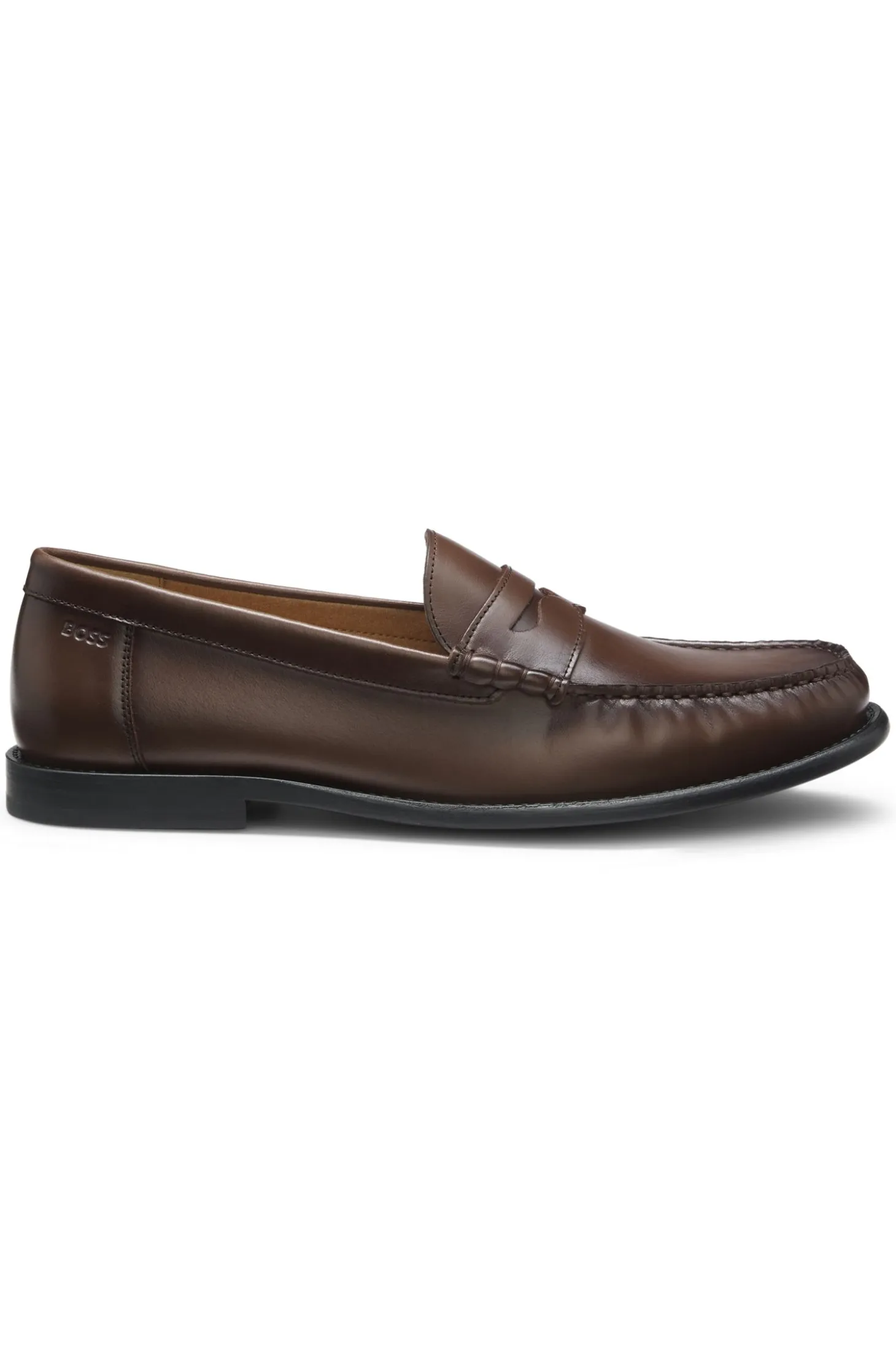 Leather moccasins with penny trim