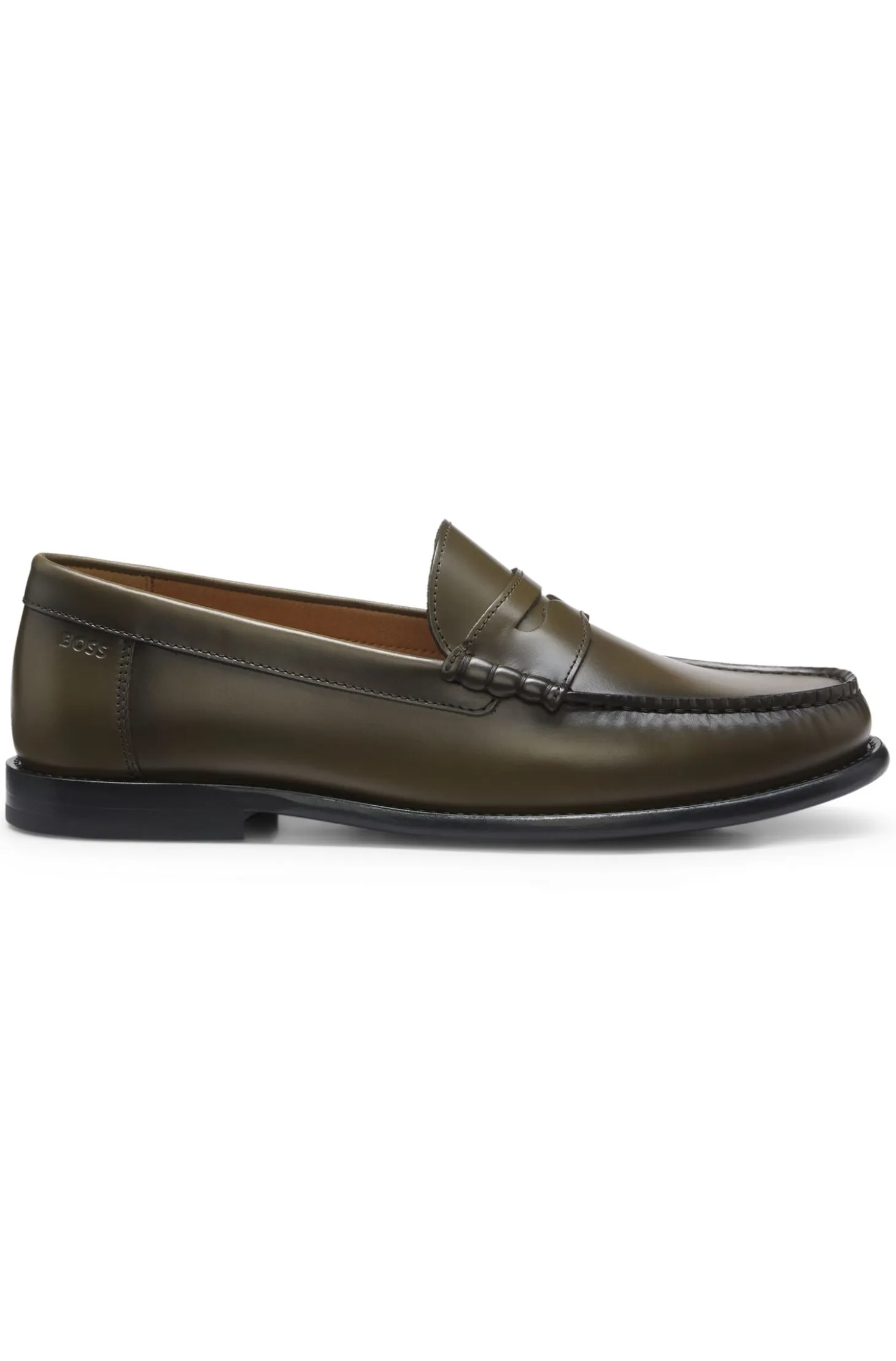 Leather moccasins with penny trim