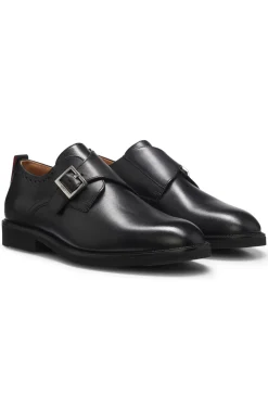 Leather monk shoes with brogue details