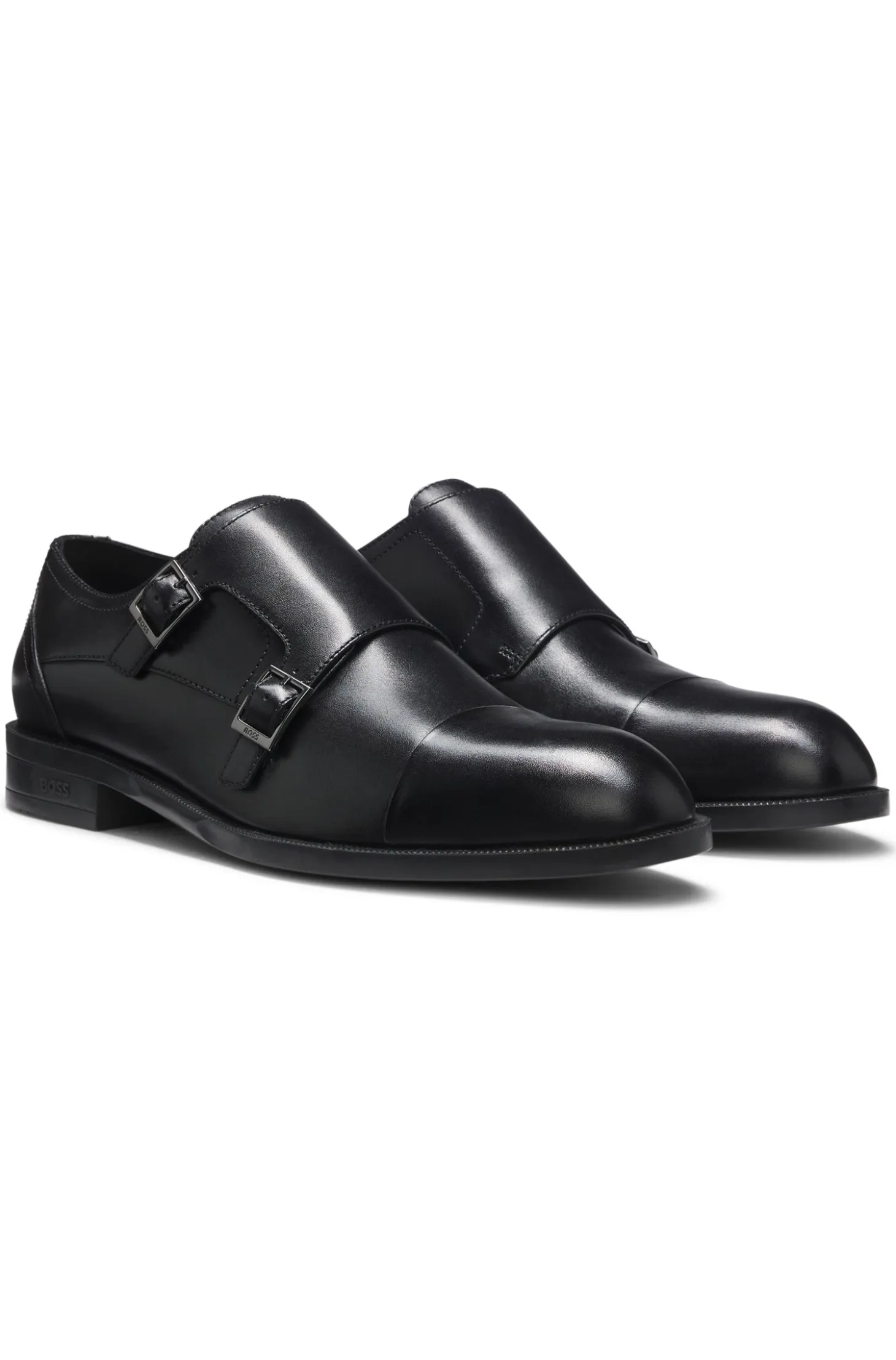 Leather monk shoes with double strap