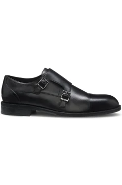 Leather monk shoes with double strap