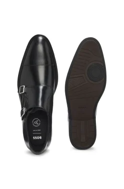 Leather monk shoes with double strap