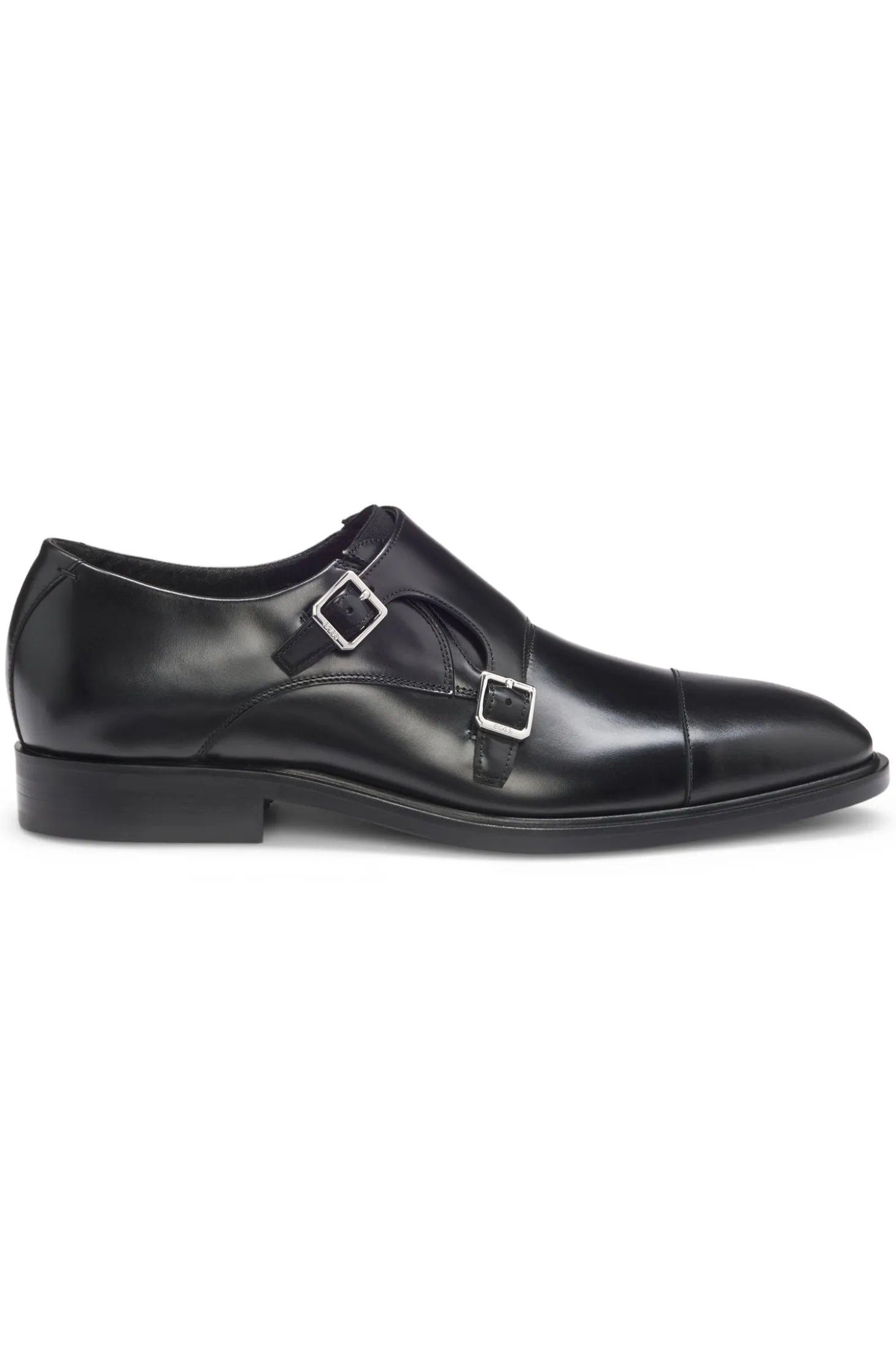 Leather monk shoes with double strap