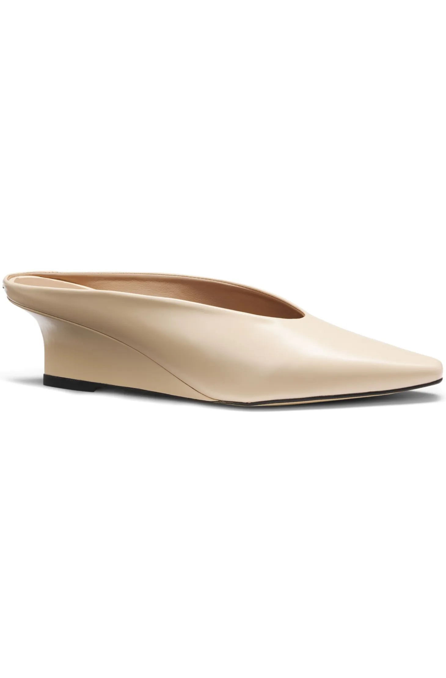 Leather mules with wedge heel