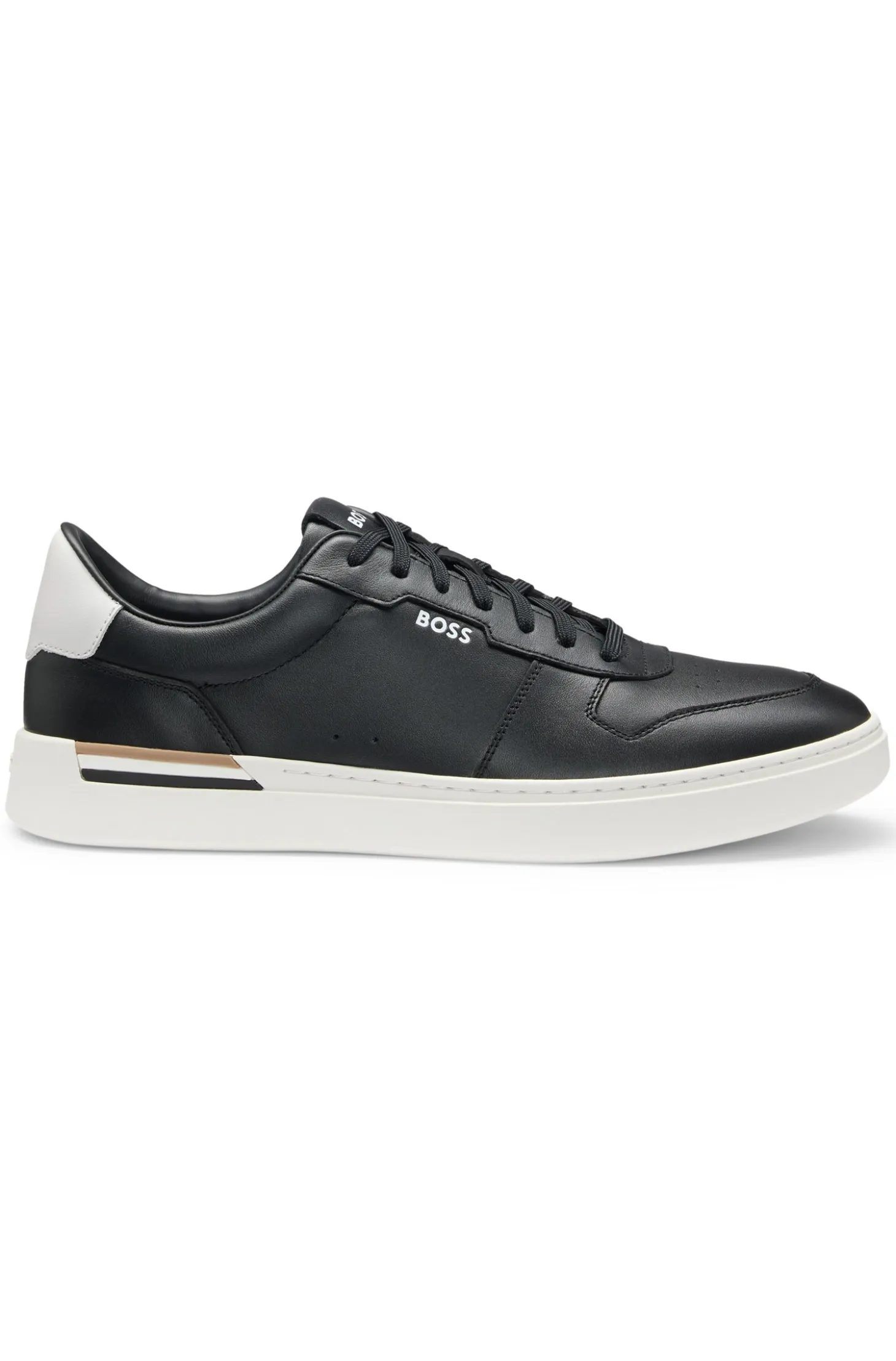 Leather trainers with contrast logos