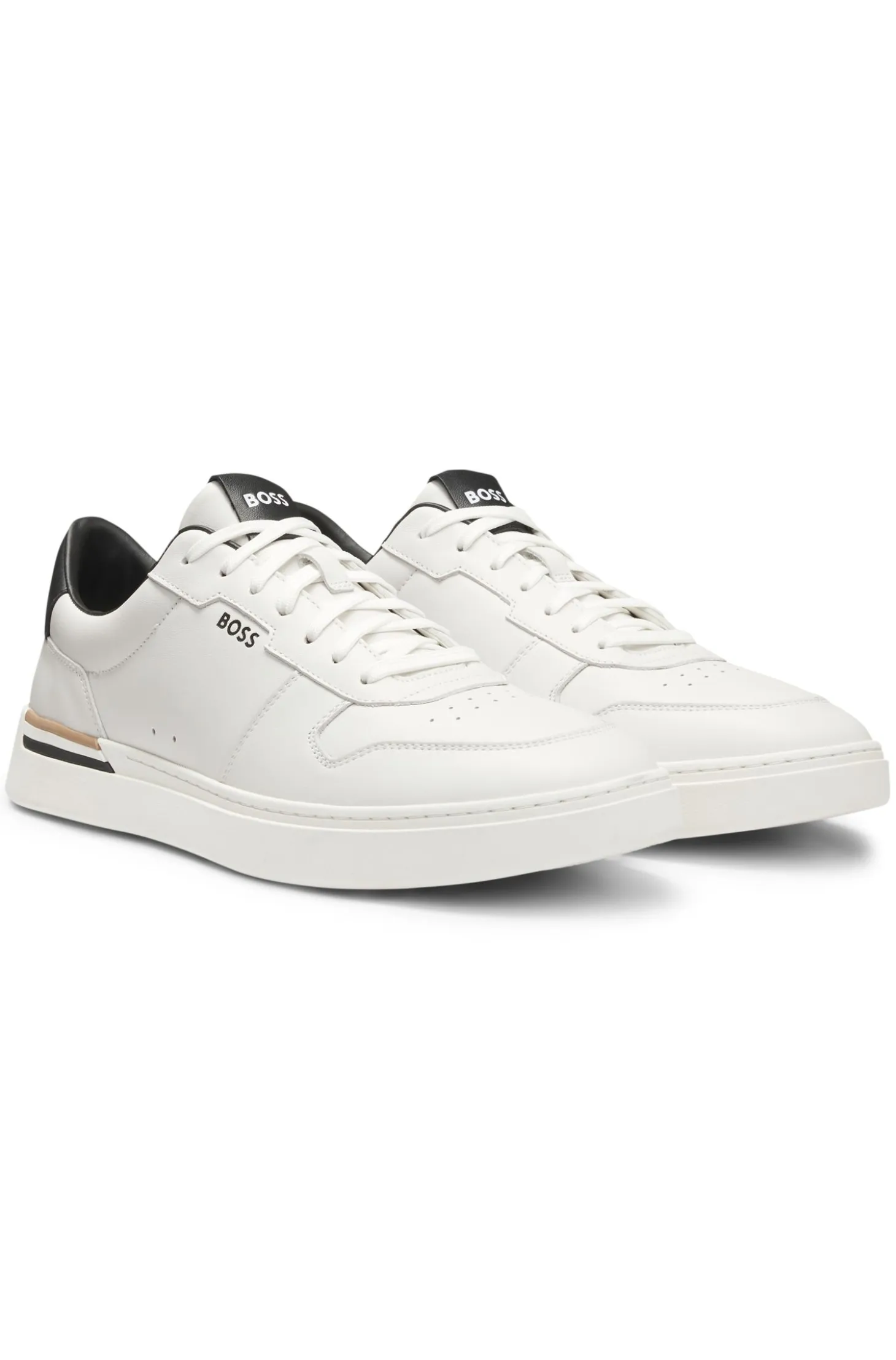 Leather trainers with contrast logos